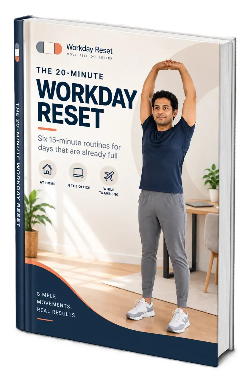The male edition of The 20-Minute Workday Reset, shown as a printed book.